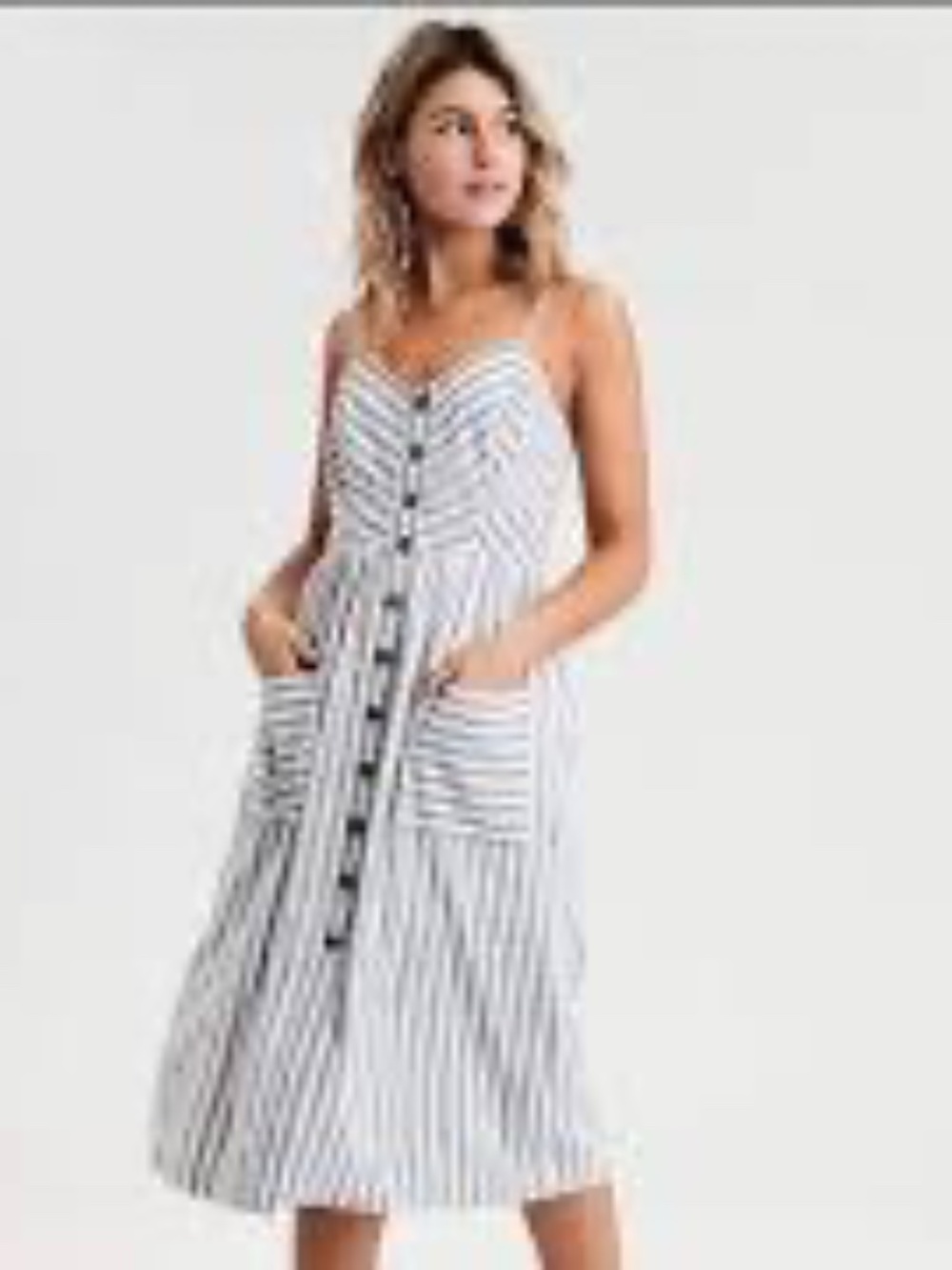 American Eagle Medium Stripe Sun Dress Midi